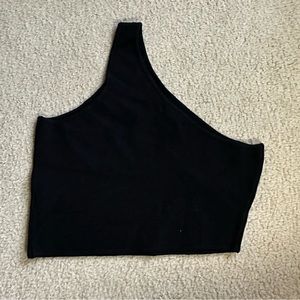 House Of Harlow 1960 One Shoulder Ribbed Knit Crop Tank Top